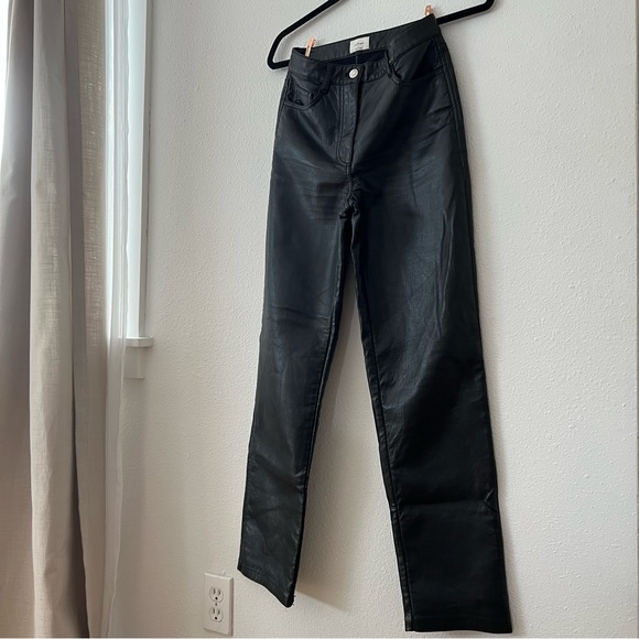 Vegan Leather Straight Leg Pant - Black - 0 - Picture 1 of 3